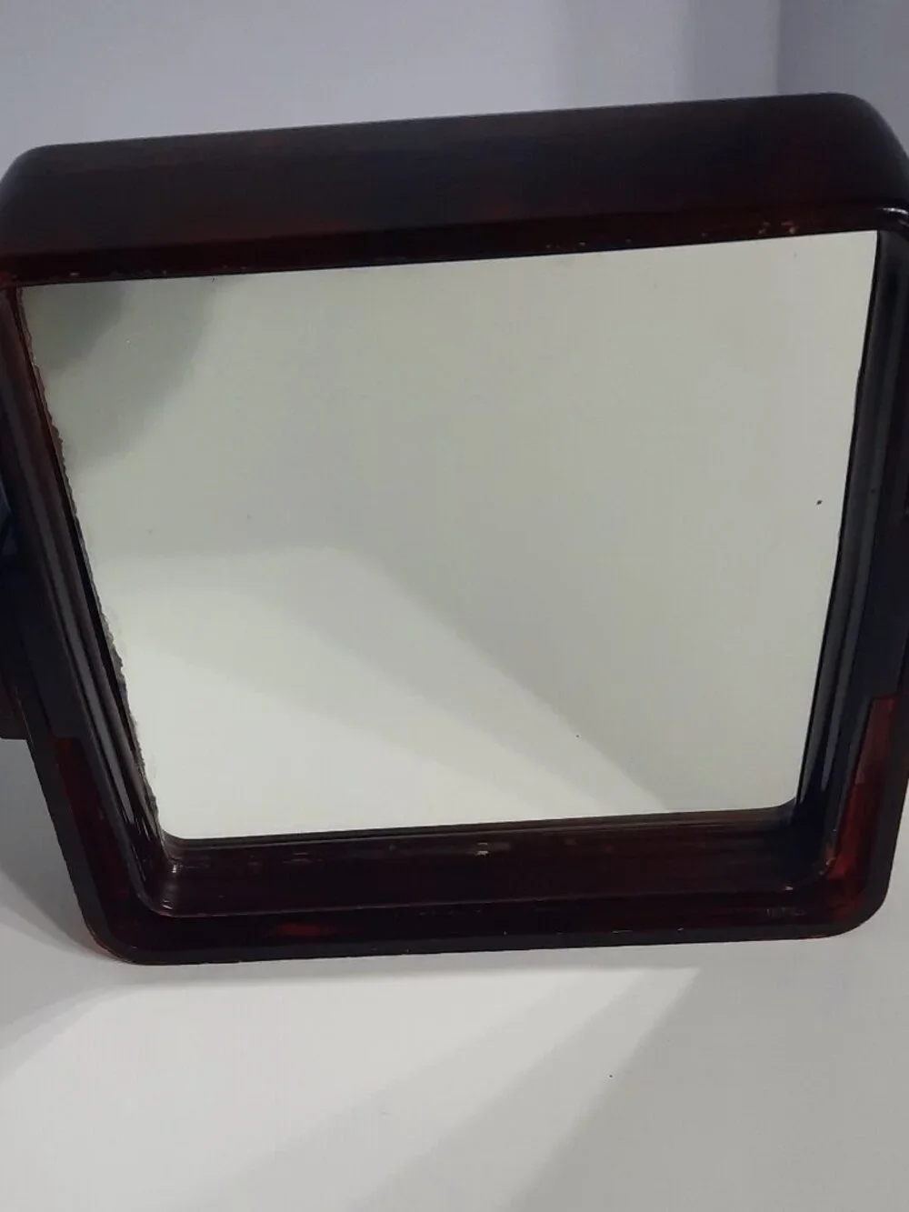 Vintage Trina Vanity Mirror Faux Tortoise Shell Japan 7x7 Mid Century